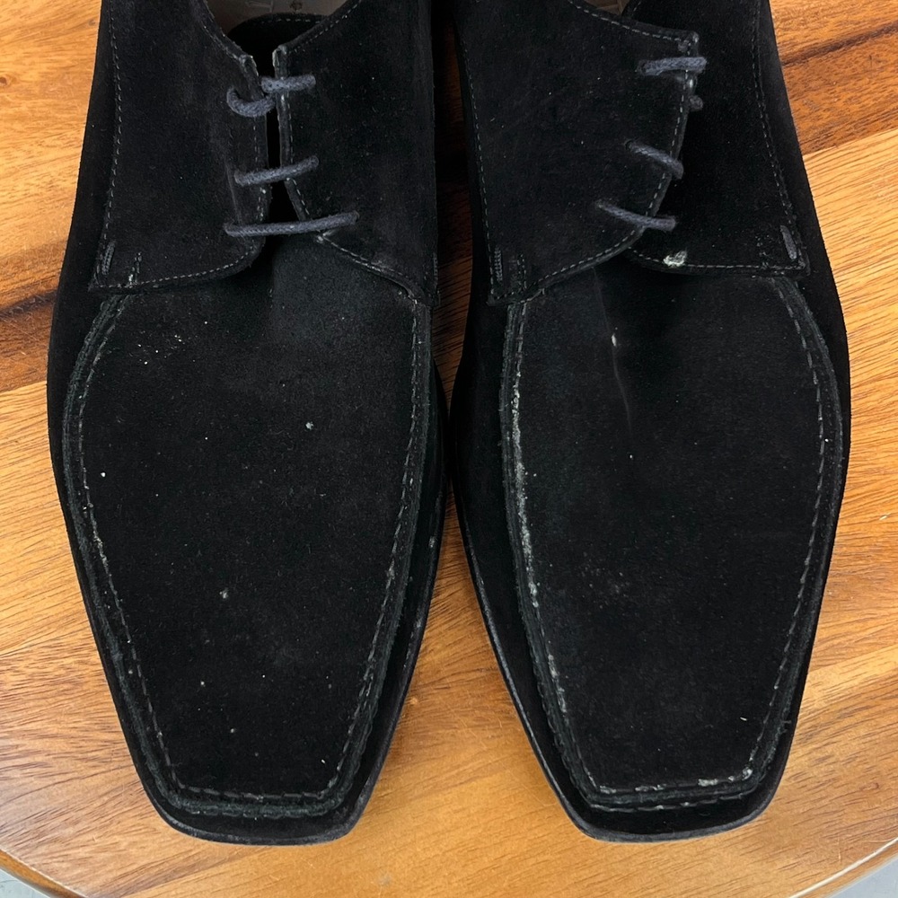 Mens Louis Vuitton Black Suede Square Toe Dress Shoes‎ Derby Oxfords Size UK 9.5 - Picture 10 of 10